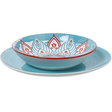 Servizio di Piatti Alexandra House Living Azzurro Porcellana 27 x 1 x 27 cm