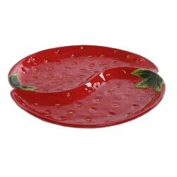 Piatto Home ESPRIT Rosso Gres 32 x 31 x 3,5 cm
