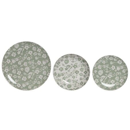 Set di Stoviglie Home ESPRIT Bianco Verde Porcellana Floreale 27 x 27 x 2 cm 18 Pezzi