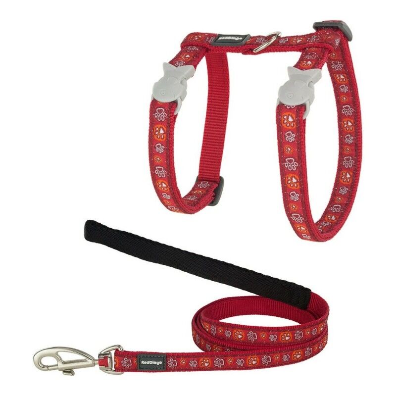 Pettorina per gatti Red Dingo Style Rosso Cinghia Impronta di animale Pettorina per gatti Red Dingo Style Rosso Cinghia Impronta di animale