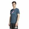 Maglia Adidas Run Icons 3 Bar Azzurro