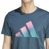 Maglia Adidas Run Icons 3 Bar Azzurro