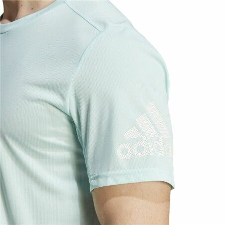 Maglia a Maniche Corte Uomo Adidas Run It Acquamarina
