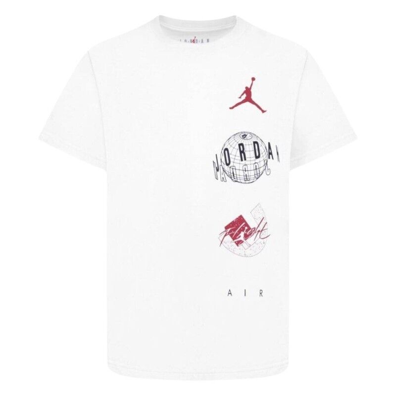 Maglia a Maniche Corte per Bambini Nike JDB AIR GLOBE JORDAN SS TEE 95D121 001 Bianco Maglia a Maniche Corte per Bambini Nike JDB AIR GLOBE JORDAN SS TEE 95D121 001 Bianco