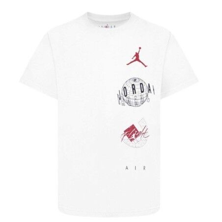 Maglia a Maniche Corte per Bambini Nike JDB AIR GLOBE JORDAN SS TEE 95D121 001 Bianco