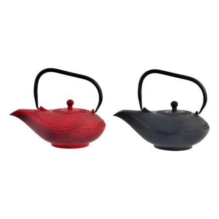 Teiera DKD Home Decor Rosso Nero Ghisa (1000 ml) (2 Unità)
