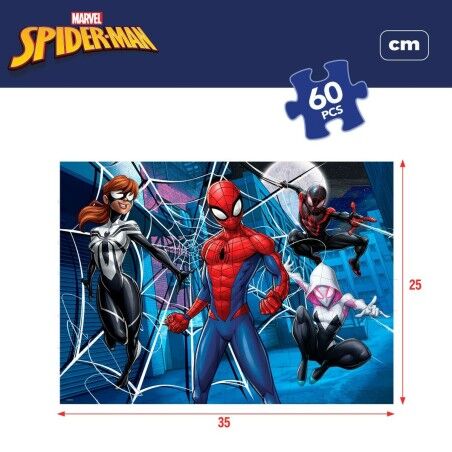 Puzzle per Bambini Spider-Man Double-face 60 Pezzi 70 x 1,5 x 50 cm (6 Unità)