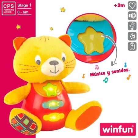 Peluche con Suono Winfun Gatto 16 x 17,5 x 10,5 cm (6 Unità)