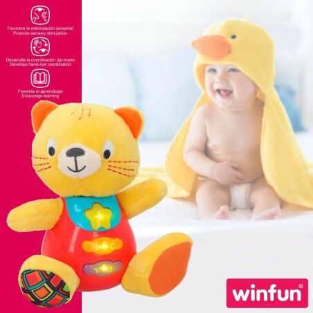 Peluche con Suono Winfun Gatto 16 x 17,5 x 10,5 cm (6 Unità)
