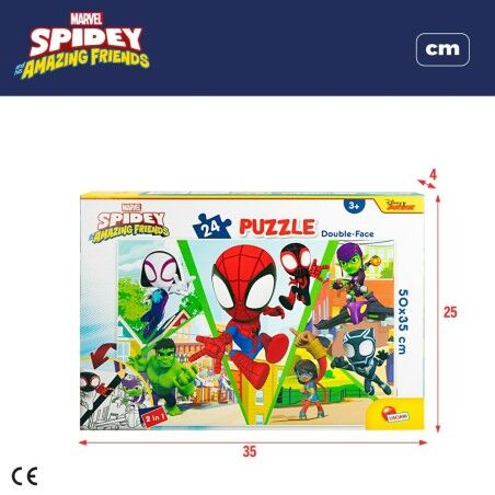 Puzzle per Bambini Spidey Double-face 50 x 35 cm 24 Pezzi (12 Unità)