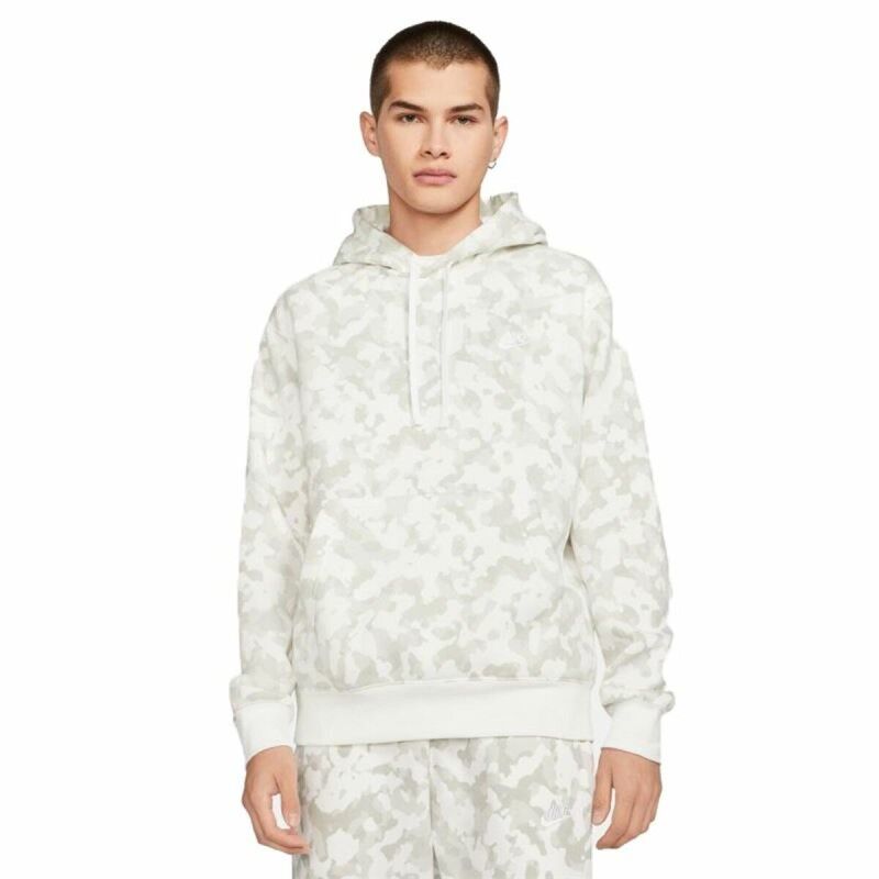 Felpa con Cappuccio Uomo Sportswear Club Nike Bianco Felpa con Cappuccio Uomo Sportswear Club Nike Bianco
