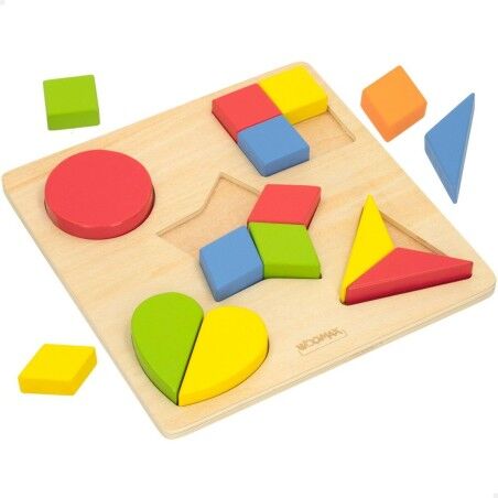 Puzzle di Legno per Bambini Woomax Forme + 12 Mesi 16 Pezzi (6 Unità)