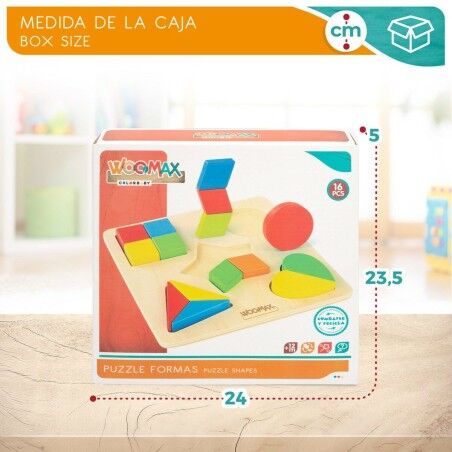 Puzzle di Legno per Bambini Woomax Forme + 12 Mesi 16 Pezzi (6 Unità)