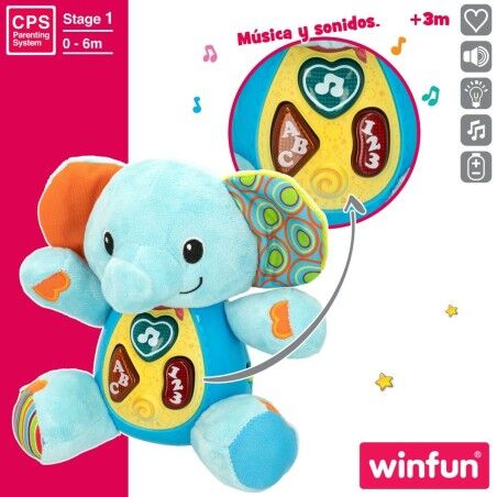Peluche con Suono Winfun Elefante 17 x 17,5 x 10 cm (6 Unità)