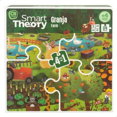 Puzzle per Bambini Colorbaby 4 in 1 174 Pezzi Fattoria 68 x 68 cm (6 Unità)