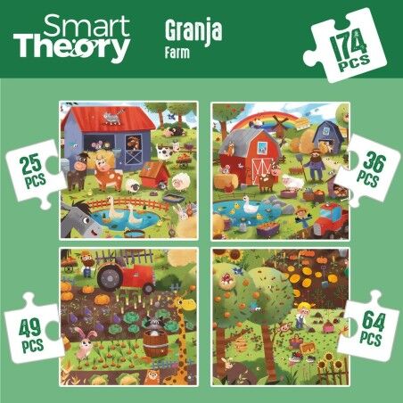 Puzzle per Bambini Colorbaby 4 in 1 174 Pezzi Fattoria 68 x 68 cm (6 Unità)