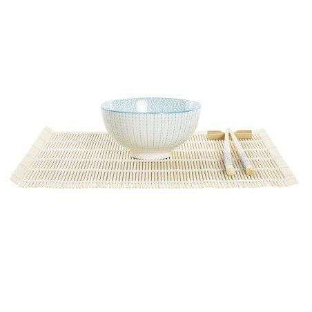 Set per Sushi DKD Home Decor 14,5 x 14,5 x 31 cm Azzurro Bianco Gres Orientale (16 Pezzi)