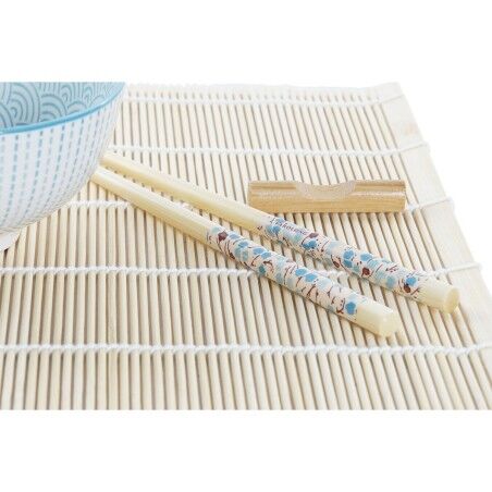 Set per Sushi DKD Home Decor 14,5 x 14,5 x 31 cm Azzurro Bianco Gres Orientale (16 Pezzi)