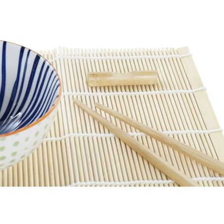 Set per Sushi DKD Home Decor 14,5 x 14,5 x 31 cm Azzurro Bianco Gres Orientale (16 Pezzi)