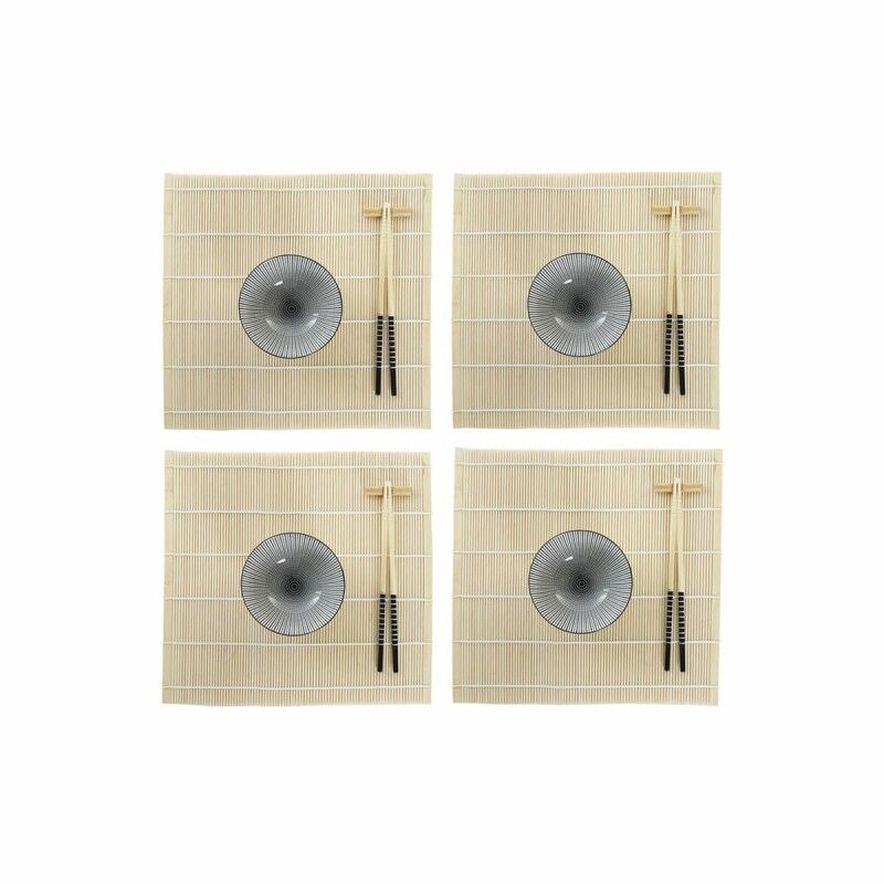 Set per Sushi DKD Home Decor 14,5 x 14,5 x 31 cm Nero Gres Orientale (16 Pezzi)