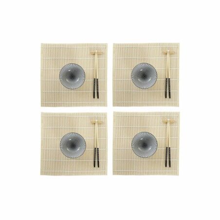 Set per Sushi DKD Home Decor 14,5 x 14,5 x 31 cm Nero Gres Orientale (16 Pezzi)