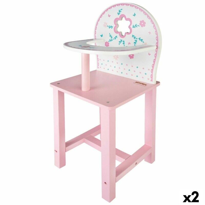 Seggiolone Woomax 25 x 55 x 20 cm Bambole Bianco Rosa 2 Unità Seggiolone Woomax 25 x 55 x 20 cm Bambole Bianco Rosa 2 Unità