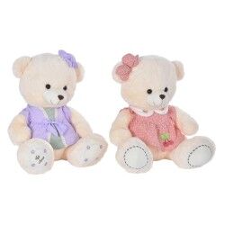 Orsetto di Peluche DKD Home Decor Vestito 42 x 20 x 50 cm Beige Rosa Lilla Per bambini Orso (2 Unità)