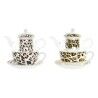Teiera DKD Home Decor Leopardo Cristallo Porcellana Marrone Trasparente Bianco (2 Unità)
