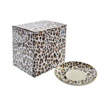 Teiera DKD Home Decor Leopardo Cristallo Porcellana Marrone Trasparente Bianco (2 Unità)