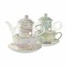Teiera DKD Home Decor Cristallo Porcellana Rosa Trasparente Bianco Verde (2 Unità)