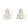 Teiera DKD Home Decor Cristallo Porcellana Rosa Trasparente Bianco Verde (2 Unità)