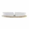Set da Aperitivo DKD Home Decor Bianco Multicolore Naturale Bambù Gres Tropicale 21,5 x 21,5 x 1 cm (5 pcs)