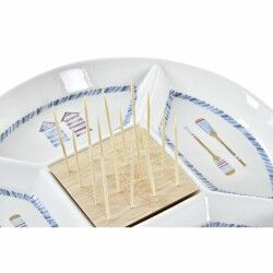 Vassoio per aperitivi DKD Home Decor Azzurro Naturale Bambù Gres Mediterraneo 23,5 x 23,5 x 7 cm