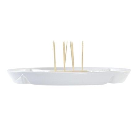 Vassoio per aperitivi DKD Home Decor Azzurro Naturale Bambù Gres Mediterraneo 23,5 x 23,5 x 7 cm
