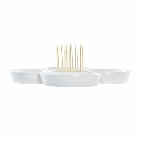 Vassoio per aperitivi DKD Home Decor Multicolore Naturale Bambù Gres Tropicale 22 x 22 x 7 cm