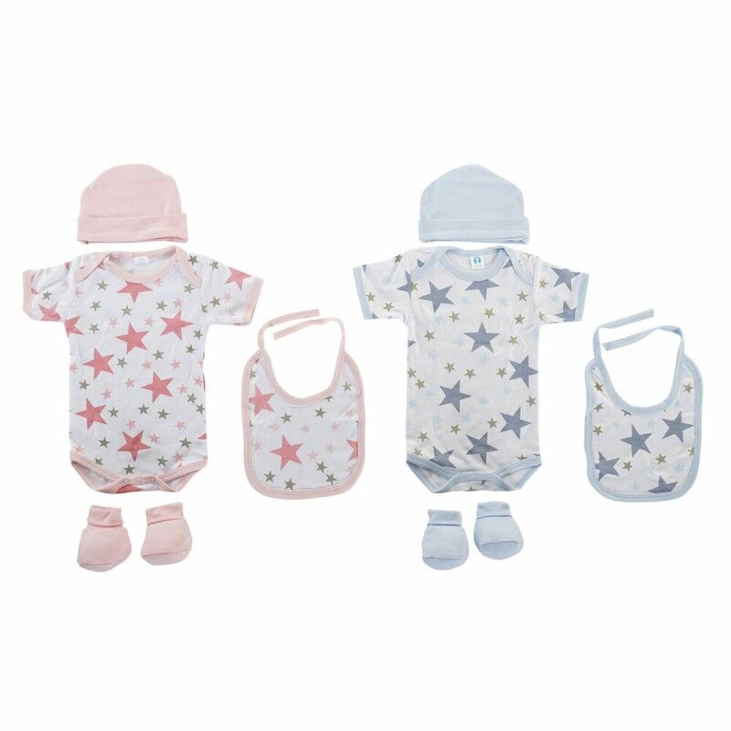 Set di Indumenti DKD Home Decor Azzurro Rosa 0-6 Mesi Cotone Stelle (2 Unità) Set di Indumenti DKD Home Decor Azzurro Rosa 0-6 Mesi Cotone Stelle (2 Unità)