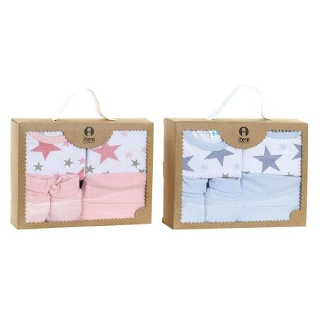 Set di Indumenti DKD Home Decor Azzurro Rosa 0-6 Mesi Cotone Stelle (2 Unità)