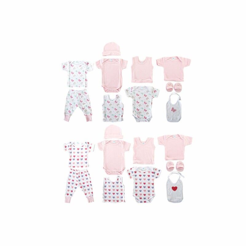 Set di Indumenti DKD Home Decor Bianco Rosa (2 Unità) Cotone 0-6 Mesi Set di Indumenti DKD Home Decor Bianco Rosa (2 Unità) Cotone 0-6 Mesi