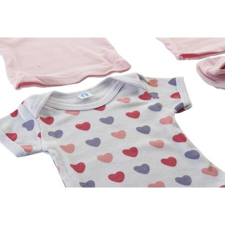 Set di Indumenti DKD Home Decor Bianco Rosa (2 Unità) Cotone 0-6 Mesi