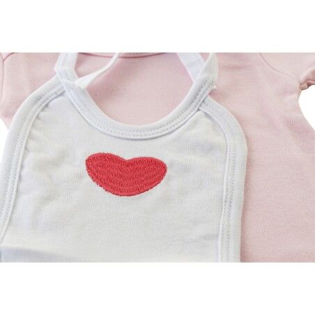 Set di Indumenti DKD Home Decor Bianco Rosa (2 Unità) Cotone 0-6 Mesi