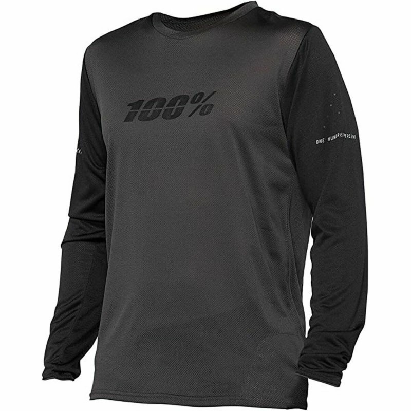 Maglia a Maniche Lunghe Uomo 100 % Ridecamp Nero Ciclismo Maglia a Maniche Lunghe Uomo 100 % Ridecamp Nero Ciclismo