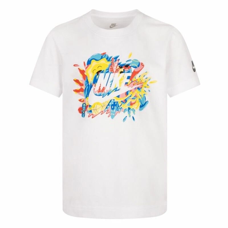 Maglia a Maniche Corte per Bambini Nike Sport Splash Bianco Maglia a Maniche Corte per Bambini Nike Sport Splash Bianco