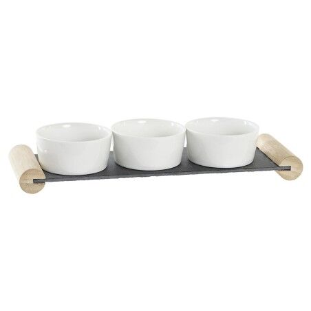 Vassoio per aperitivi DKD Home Decor Bianco Nero Gres Lavagna 33 x 10 x 5,8 cm