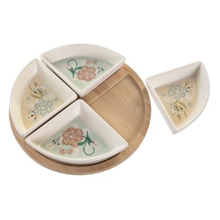 Vassoio per aperitivi DKD Home Decor 21,5 x 21,5 x 1 cm Beige Bianco Gres Tradizionale