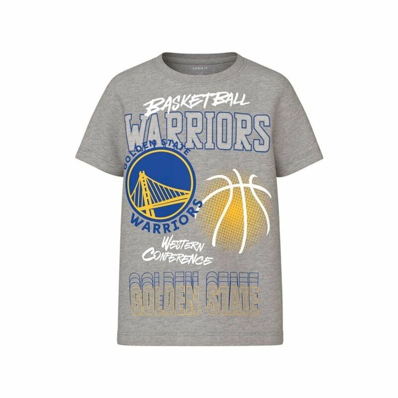 Maglia a Maniche Corte per Bambini Name It mjyg Nba Box Ous Grigio chiaro