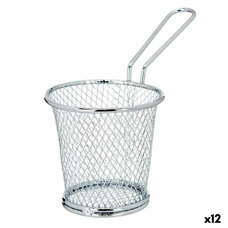 Cestino per Servire Aperitivi Kinvara W8088S Argentato Metallo 15,5 x 12 x 8 cm (12 Unità)
