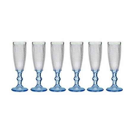 Calice da champagne Vivalto PR05720ZD/BHA6 BLUE Azzurro Trasparente Vetro 180 ml Punti (6 Unità)