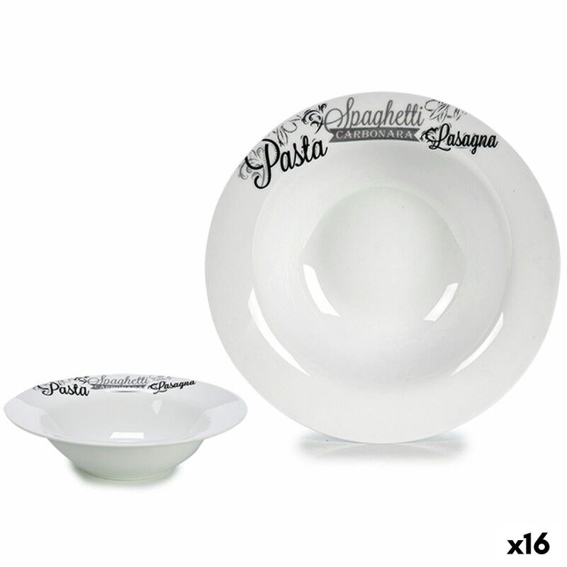 Piatto per Pasta Bianco Nero Porcellana 23 x 2 x 23 cm (16 Unità) Piatto per Pasta Bianco Nero Porcellana 23 x 2 x 23 cm (16 Unità)