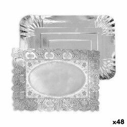 Vassoio per aperitivi Algon Argentato Rettangolare 25,5 x 35 x 2 cm Monouso (48 Unità)