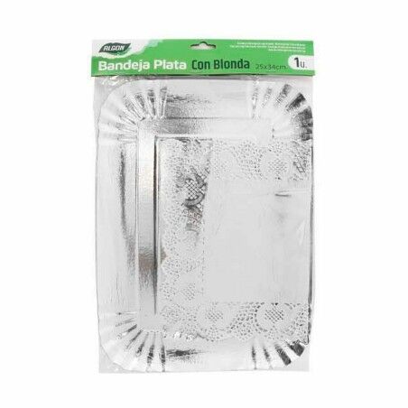 Vassoio per aperitivi Algon Argentato Rettangolare 25,5 x 35 x 2 cm Monouso (48 Unità)